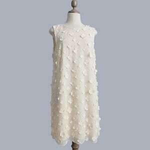 Cream Floral Sleeveless Shift Mini Dress XLARGE Summer‎ Bridal Spring